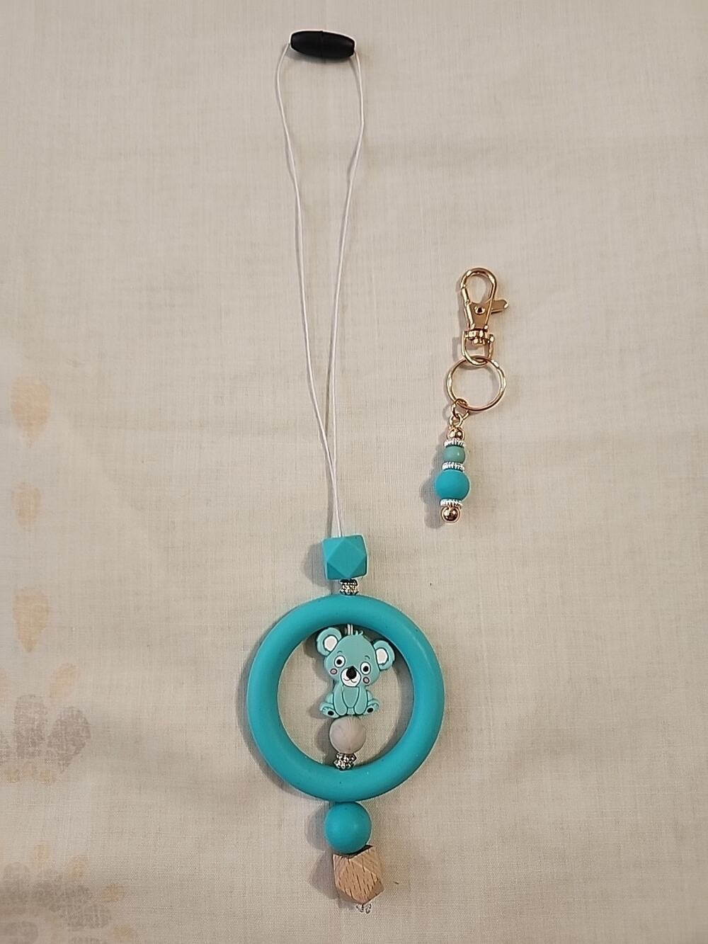 Car Charm For Rear View & Small Keychain Combo Blue Panda